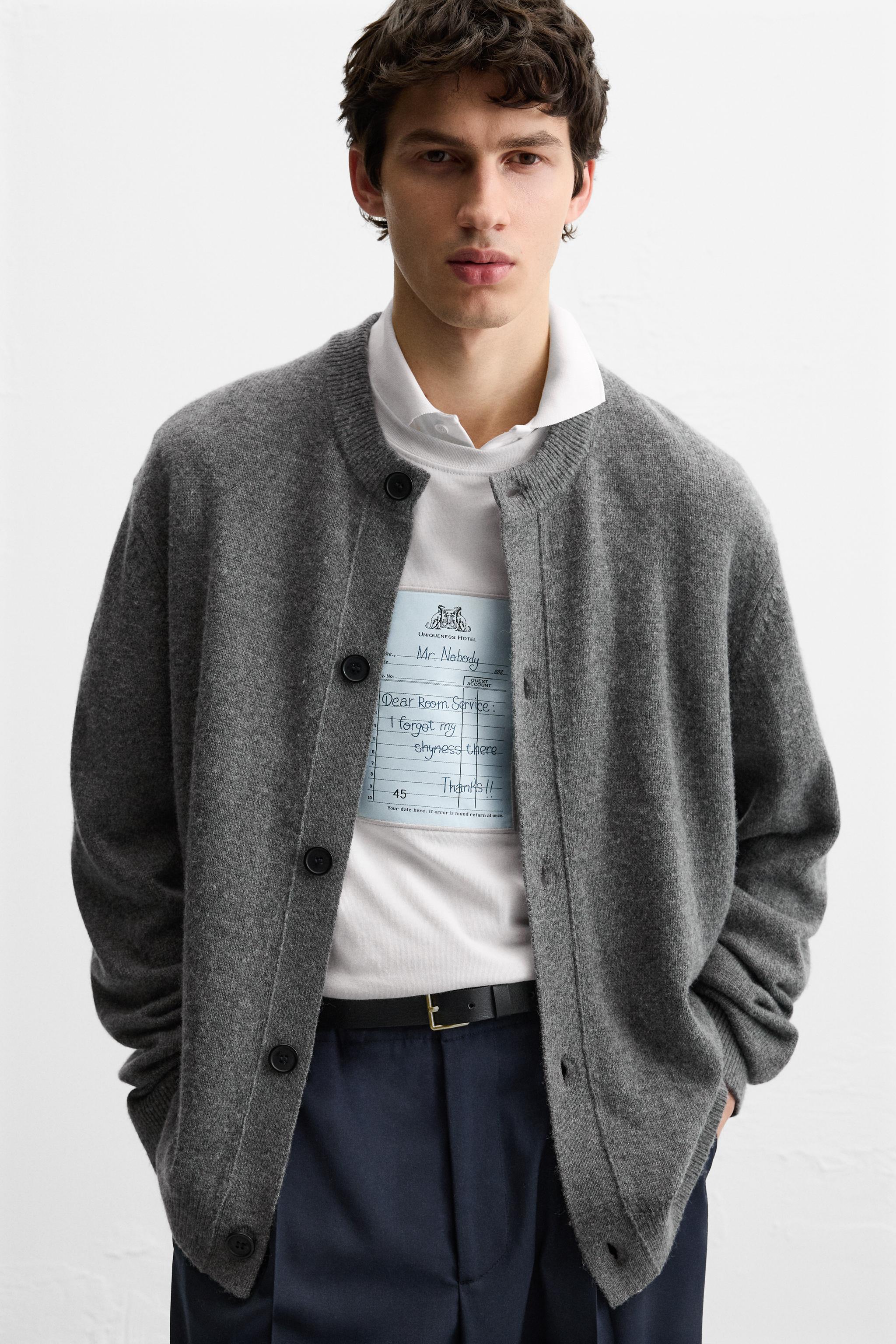 裏返しステッチカーディガン - グレー | ZARA Japan / 日本