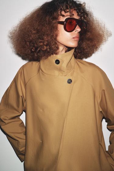 ZW COLLECTION MINIMAL SHORT TRENCH COAT - Caramel by Zara
