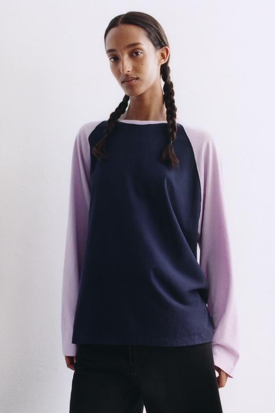 Zara COLORBLOCK RAGLAN T-SHIRT