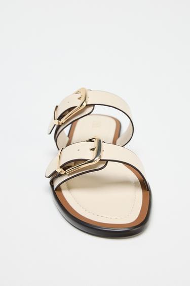 SANDALES DOUBLE BRIDE BOUCLES - Blanc écru de Zara - Image 3