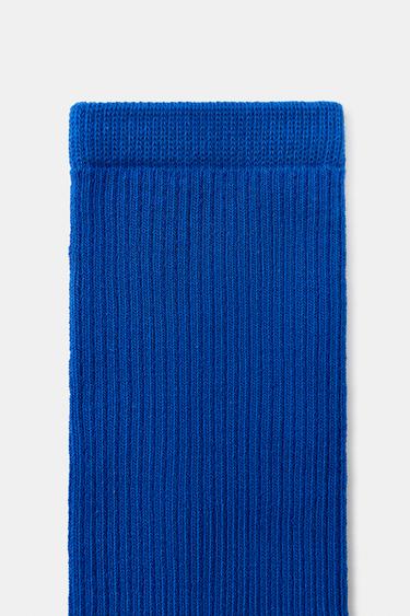 MICRO-RIBBED COTTON SOCKS - Bluish by Zara - Image 1