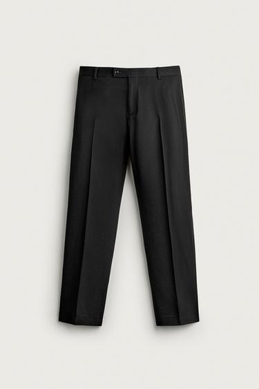 100% WOOL REGULAR FIT SUIT TROUSERS - Black by Zara - Image 0