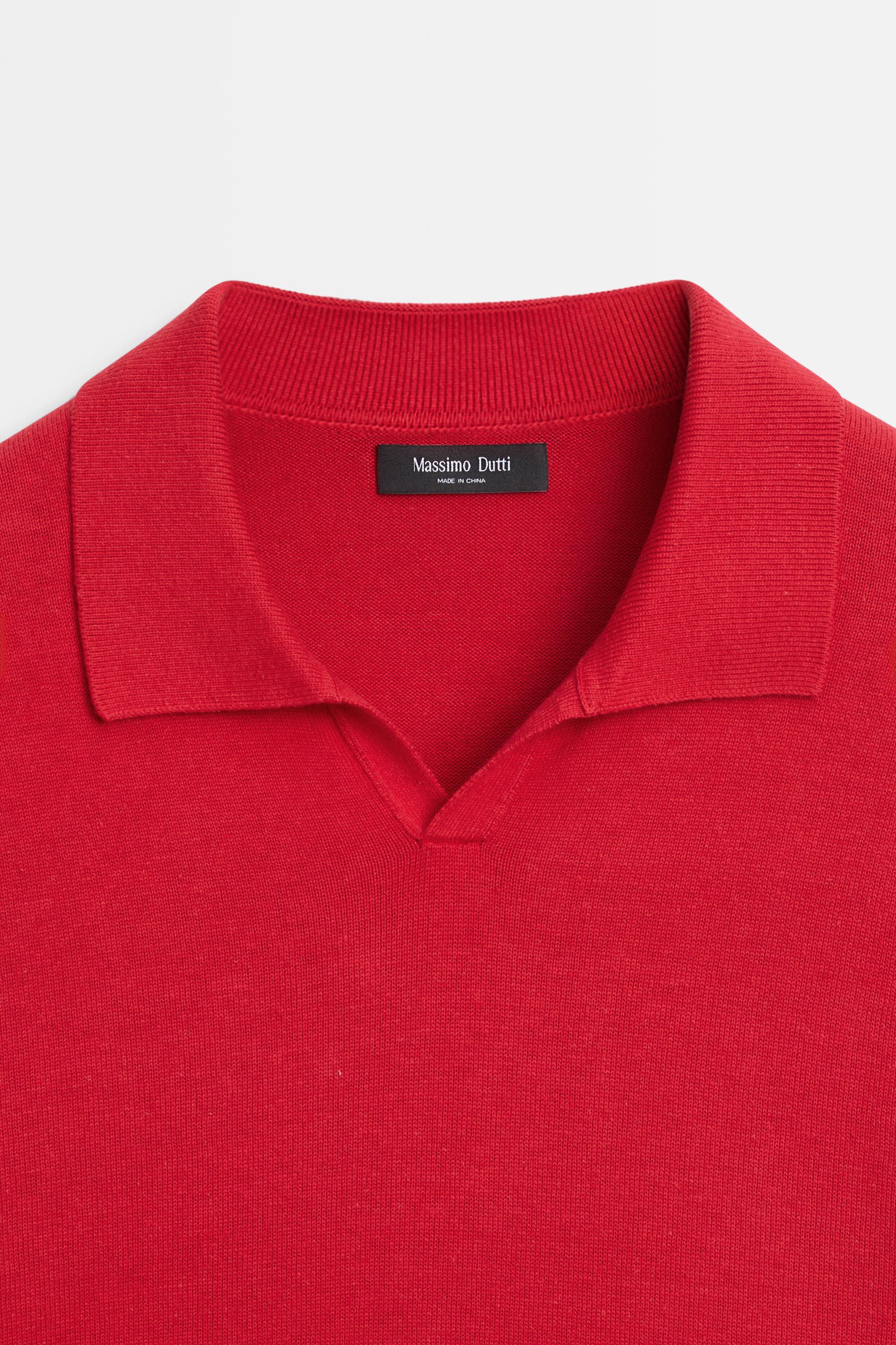 Cotton blend V-neck polo shirt