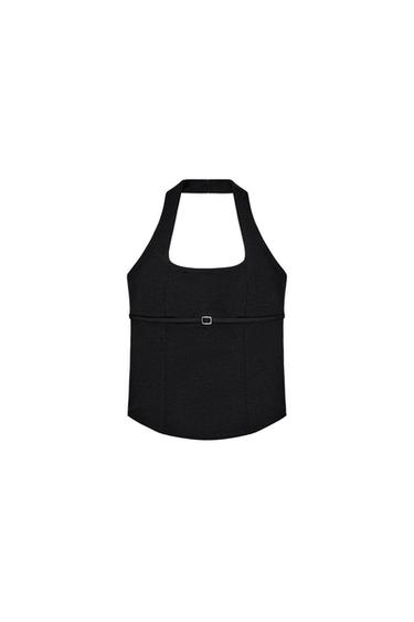 INTERLOCK HALTER TOP - Black by Zara