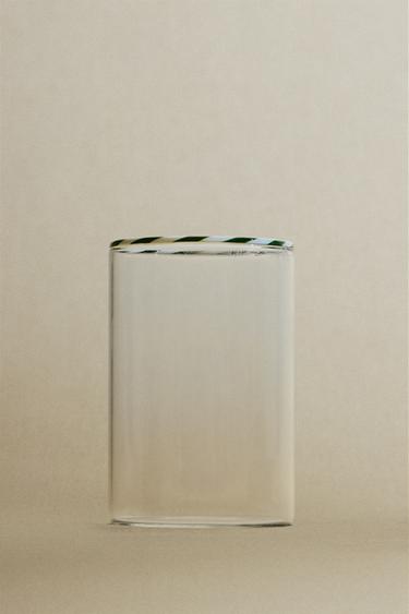 COPO DE BOROSSILICATO TIPO BASTÃO DE BALA DE NATAL - Verde da Zara