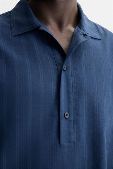 STRIPED POLO SHIRT - Blue by Zara - Image 6
