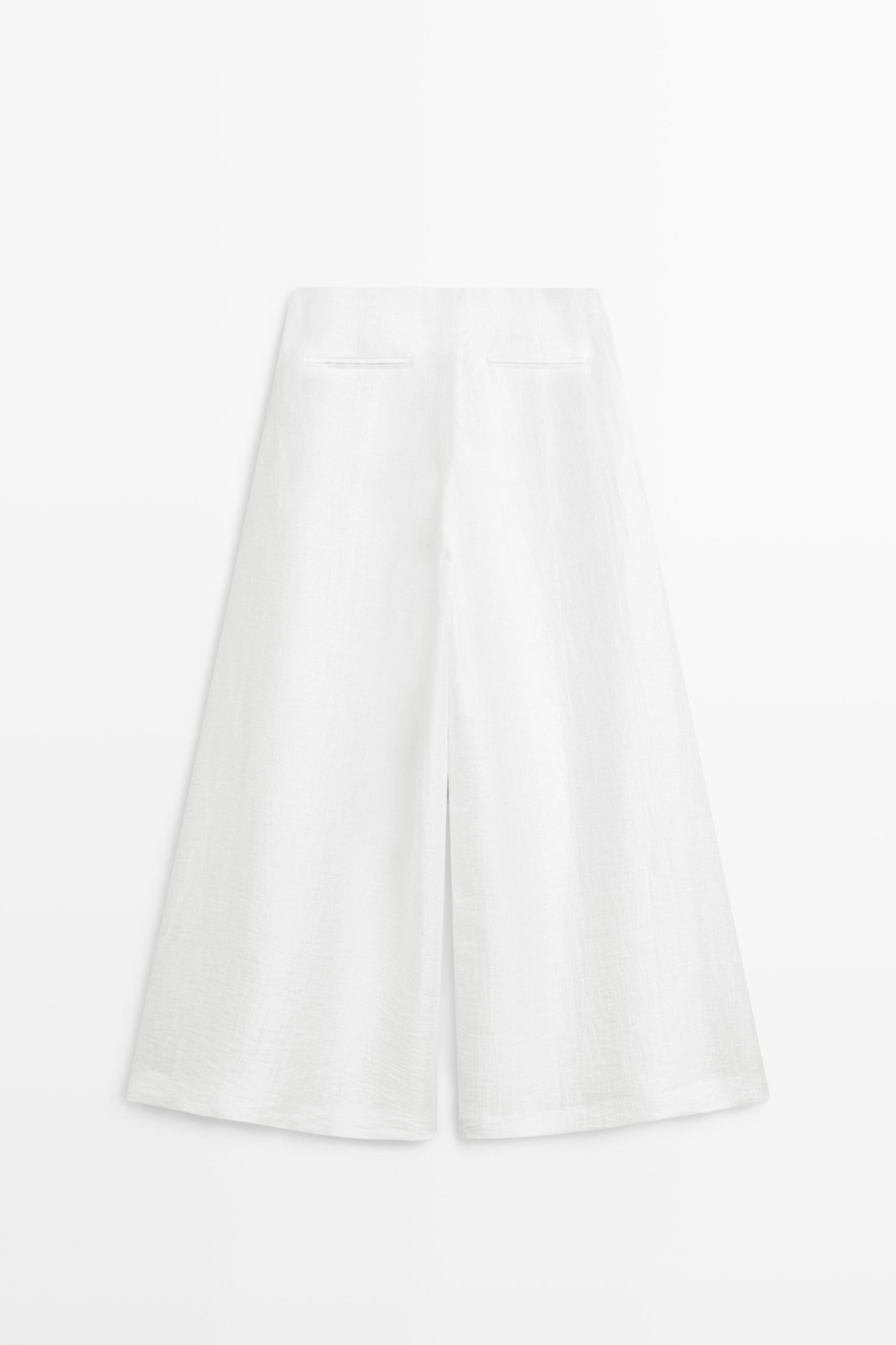 Linen blend palazzo trousers