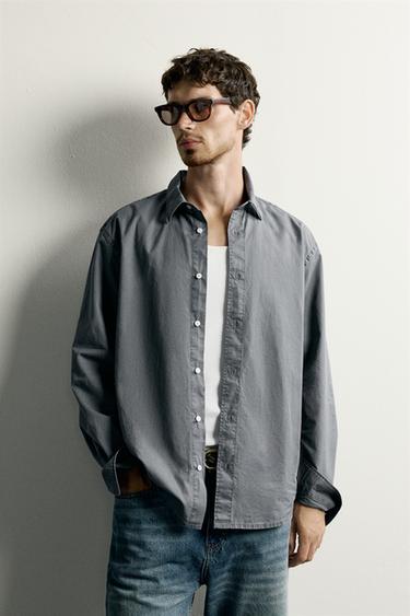 WASHED RELAXED FIT SHIRT - Charcoal by Zara