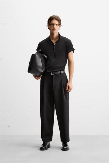 RELAXED FIT PLEATED TROUSERS - Black by Zara
