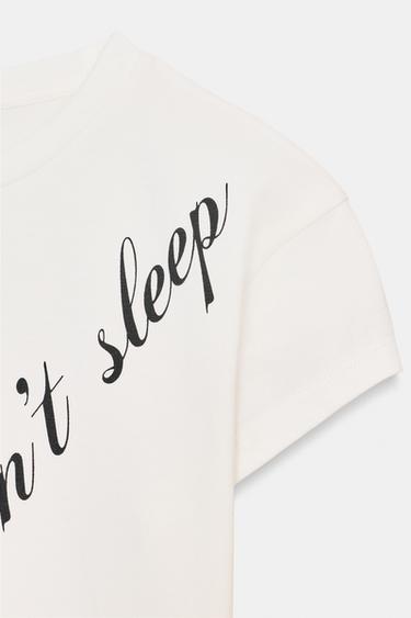 FRONT SLOGAN T-SHIRT - White by Zara - Image 4