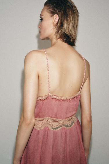 ZW COLLECTION LACE-TRIMMED CAMISOLE TOP - Pink by Zara - Image 2