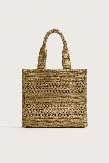 WOVEN TOTE BAG - Ecru White by Zara - Image 0