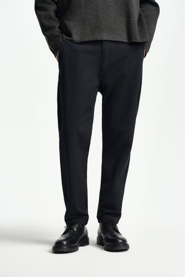 COMFORT TEXTURED CHINO TROUSERS - Dark navy by Zara