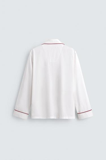 PYJAMA SET WITH CONTRAST PIPING - White by Zara - Image 12