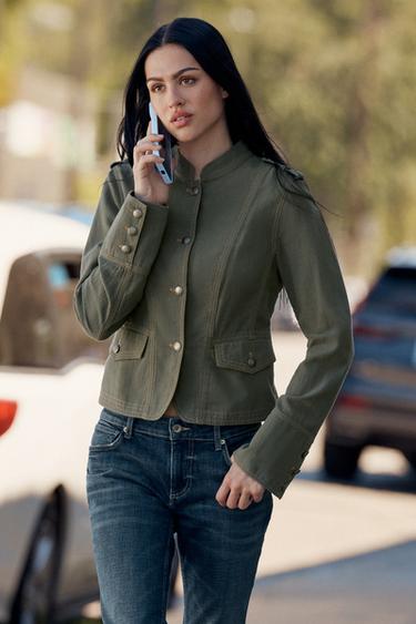 VESTE FLUIDE SURPIQÛRES - Kaki de Zara - Image 0