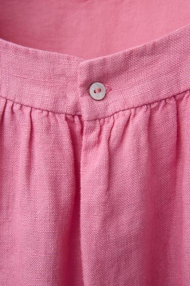 ROBE 100 % LIN AVEC ÉCUSSON BRODÉ - Rose moyen de Zara - Image 3