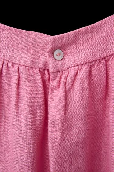 KLEID AUS 100 % LEINEN MIT STICKEREI - Mittelrosa von Zara