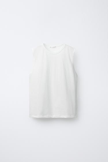 CAMISETA BÁSICA MANGA SISA - Blanco de Zara - Imagen 0