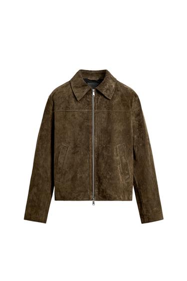 SURCHEMISE REGULAR FIT EN CUIR SUÉDÉ - Marron de Zara