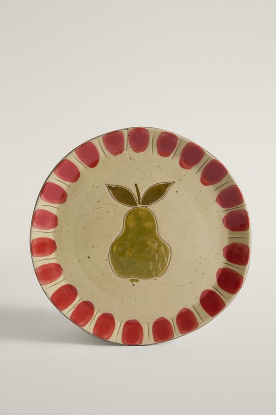 Zara FRUIT EARTHENWARE DESSERT PLATE - Green - Image 0