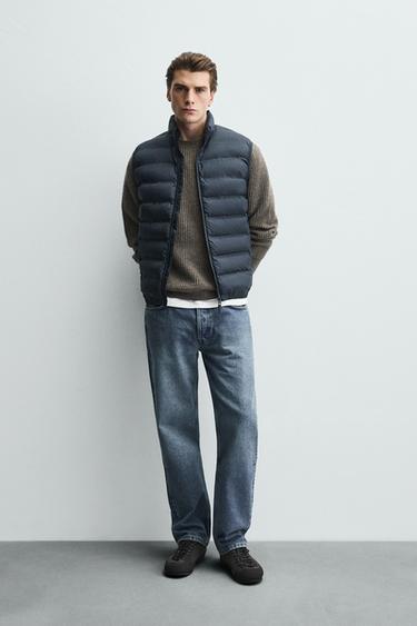 Zara LAGANI VODOOTPORNI PROŠIVENI PRSLUK – mornarsko plava