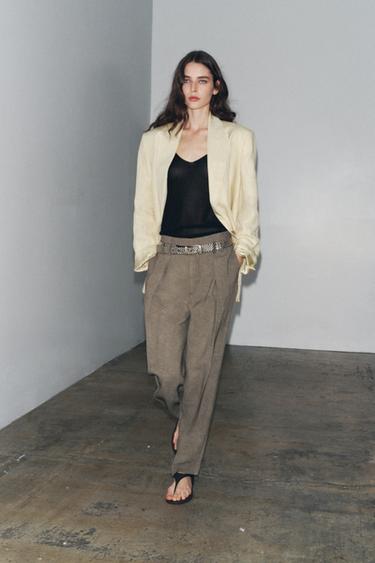 Zara ZW COLLECTION PLEATED PANTS - Light brown - Image 0