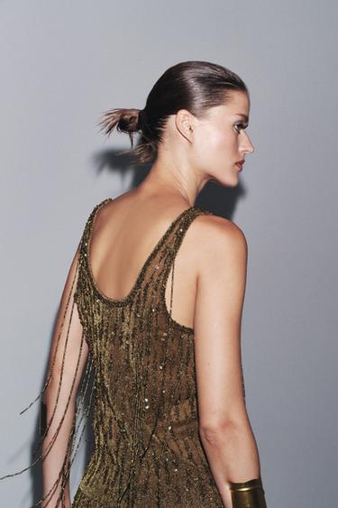 Zara ZW COLLECTION 串珠上衣 - 金黃色