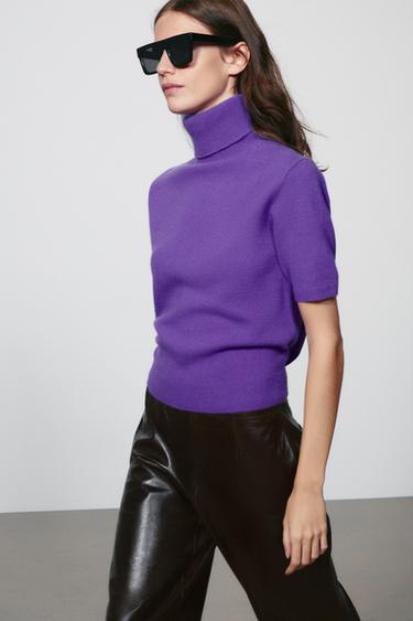 100% WOOL SHORT SLEEVE JUMPER — Purple 1