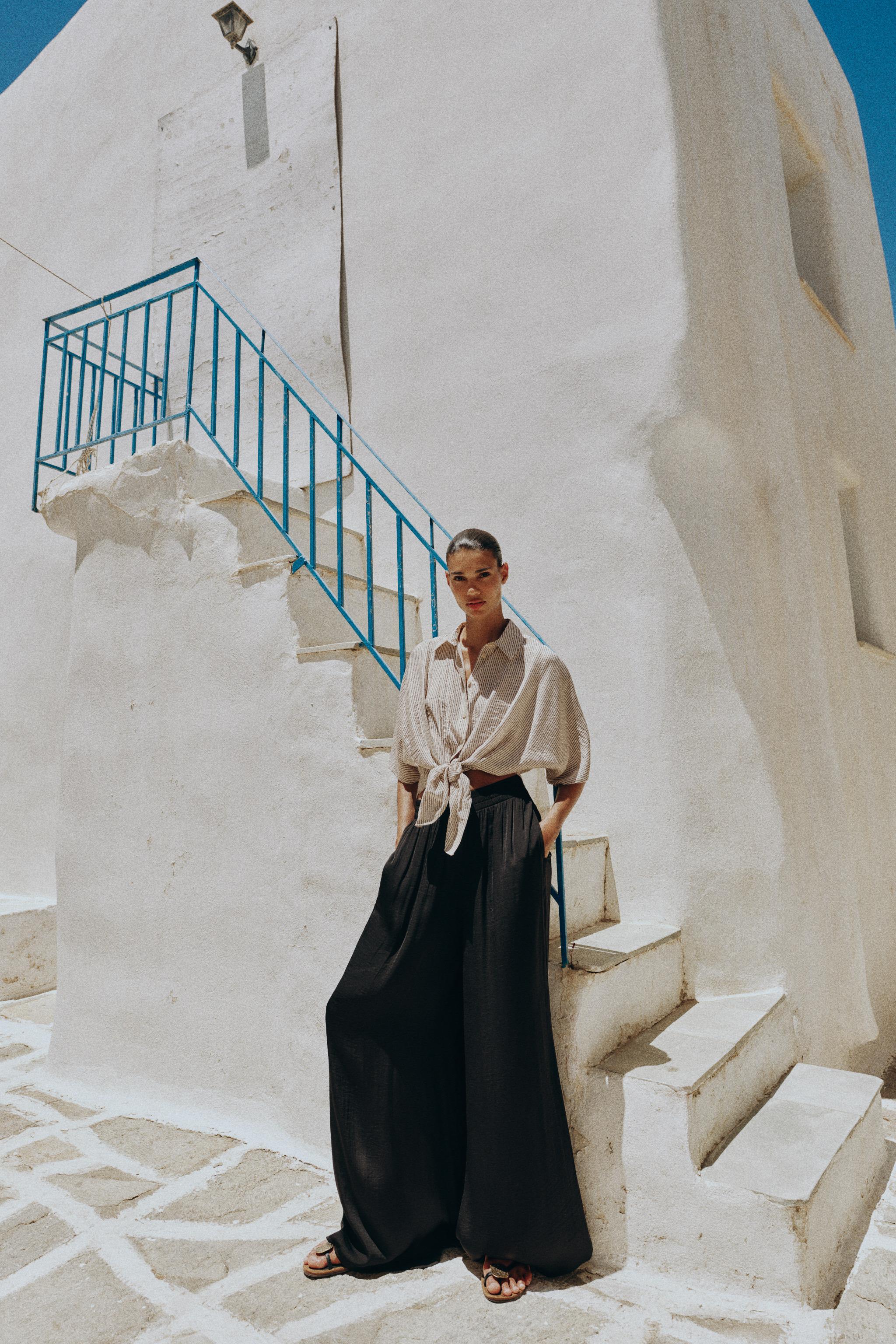 FLOWY WIDE LEG PANTS — Black