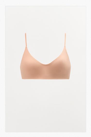 БРАЛЕТТ ИЗ СМЕСОВОГО ПОЛИАМИДА НА БРЕТЕЛЯХ — бежевый  от Zara
