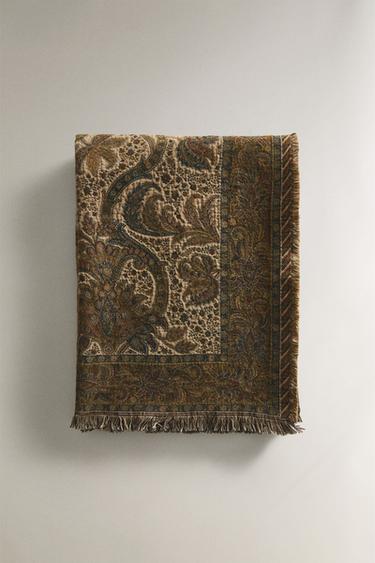 PAISLEY THROW - Khaki by Zara
