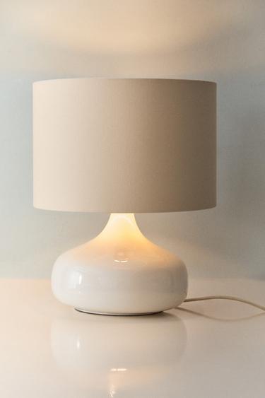 Zara TABLE LAMP WITH CERAMIC BASE - Ecru