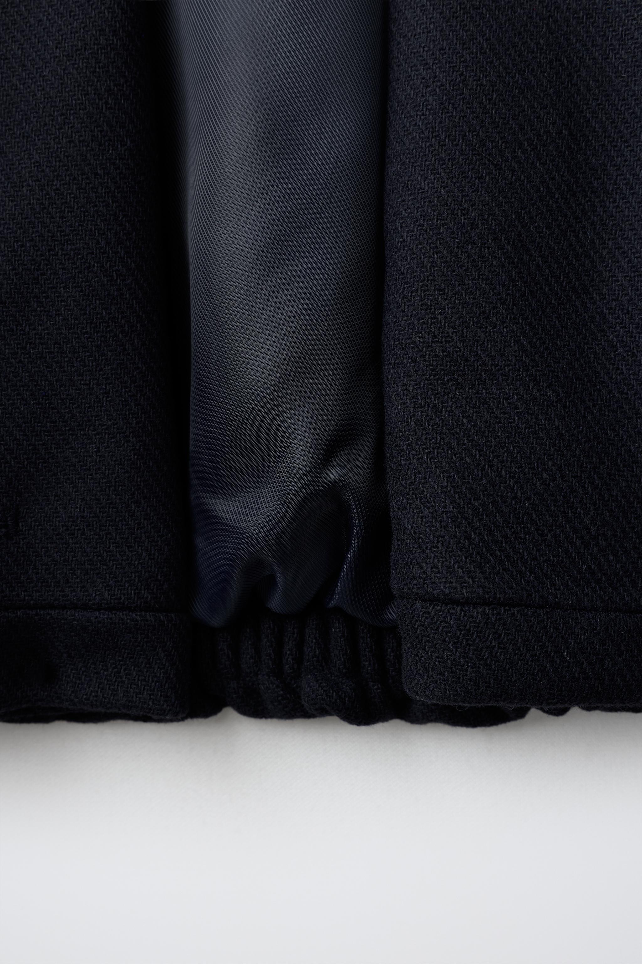 クロップド丈ウール混コート - ネイビーブルー | ZARA Japan / 日本