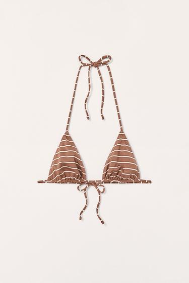 HAUT DE BIKINI À RAYURES ÉDITION LIMITÉE - Marron clair de Zara - Image 2