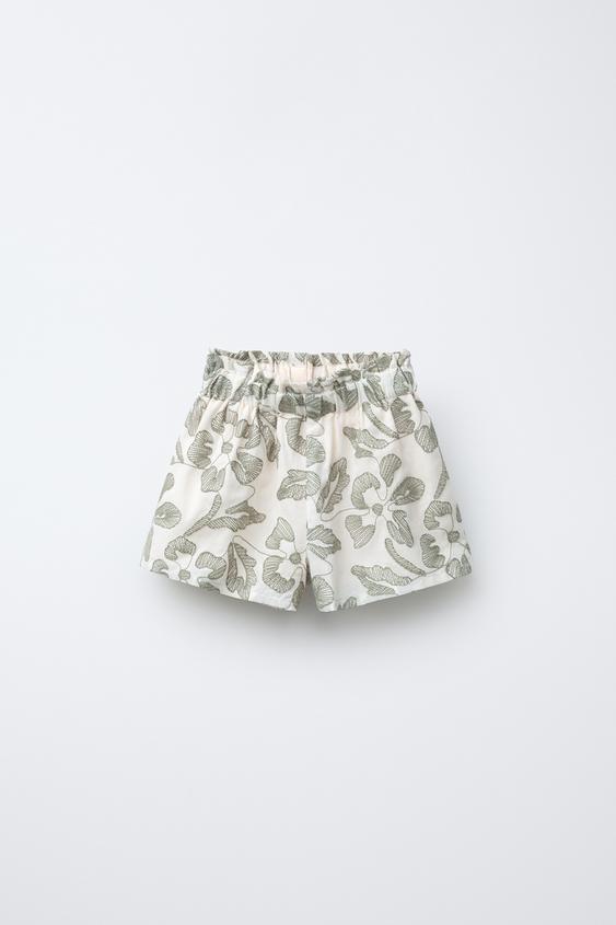 GUL KASHTALI BERMUDA SHORTIK - Oʻrtacha yashil | ZARA O’zbekiston