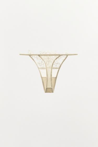 TANGA EN DENTELLE - Écru de Zara - Image 3