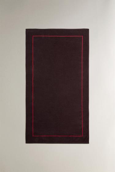 BEACH TOWEL WITH PLAIN BORDER - Blackberry by Zara