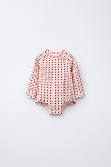 1-6 AÑOS/ MAILLOT BAÑO CORAZONES - Rojo de Zara - Imagen 0
