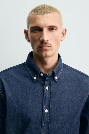 CHEMISE EN JEAN COTON - CACHEMIRE - Bleu de Zara - Image 4