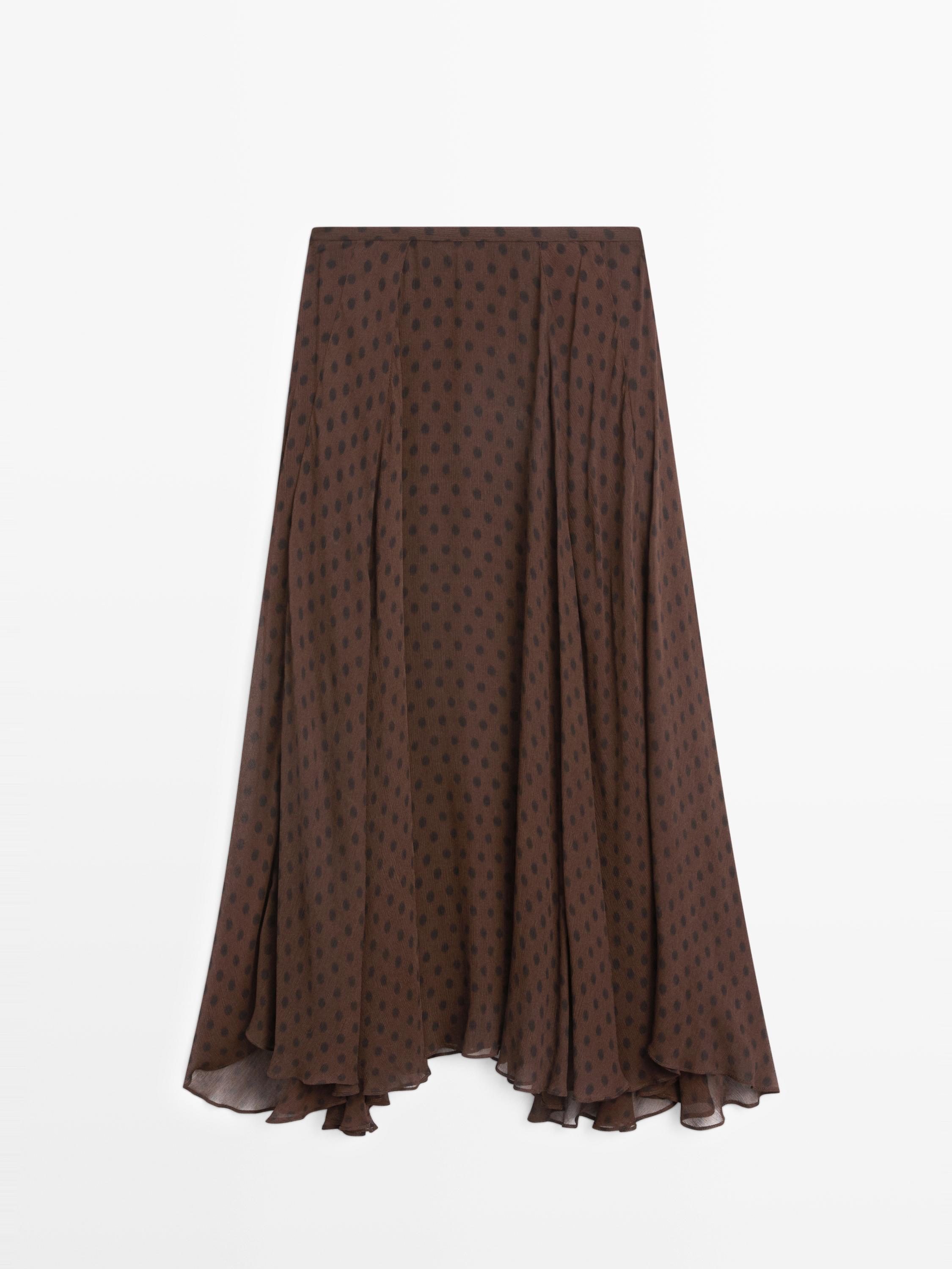 Flared polka dot midi skirt