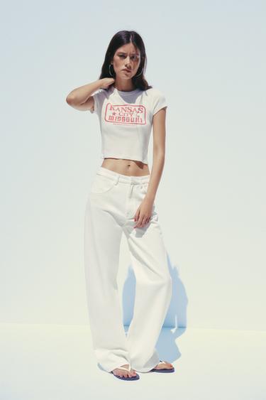 TRF CURVE HIGH-WAIST JEANS - Oyster-white by Zara