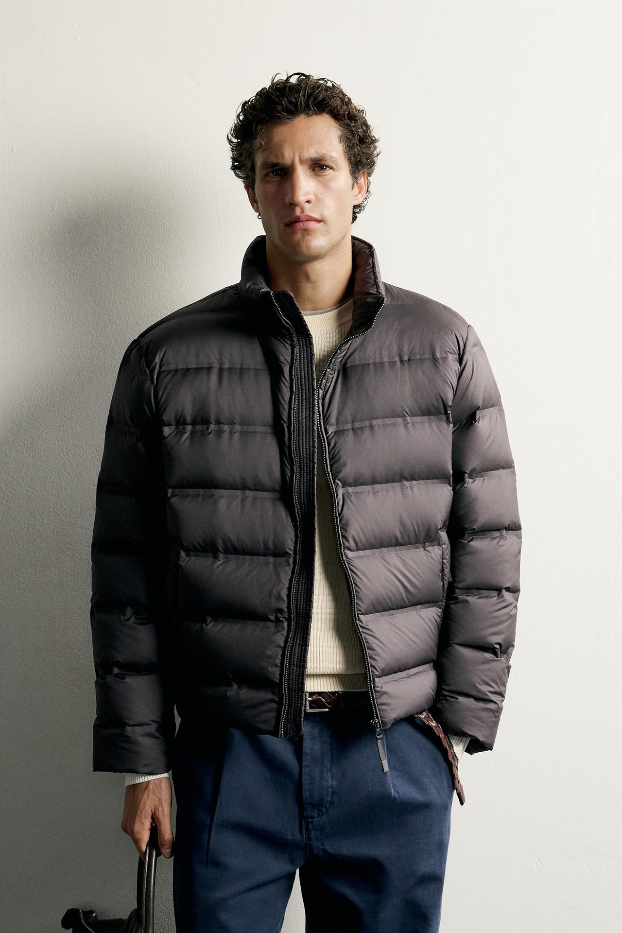 WATER-REPELLENT 80/20 DOWN JACKET — Dark brown