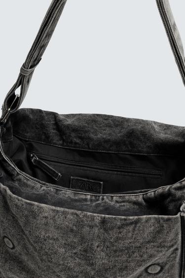 SAC BANDOULIÈRE EN DENIM EFFET DÉLAVÉ - Gris de Zara - Image 3