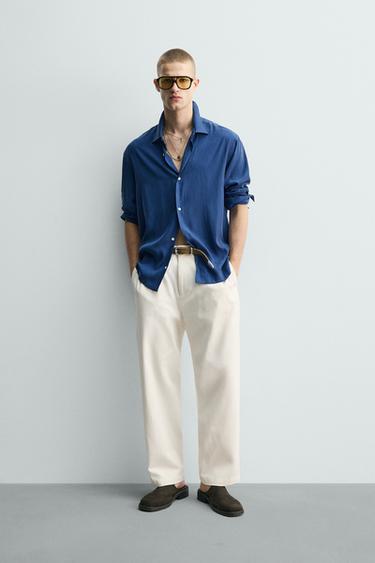 ΡΙΧΤΟ ΡΕΥΣΤΟ ΠΟΥΚΑΜΙΣΟ - Μπλε ανοιχτό του Zara - Εικόνα 0