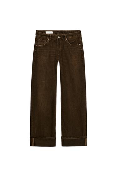 JEAN TRF FOLDED TAILLE BASSE - Marron de Zara