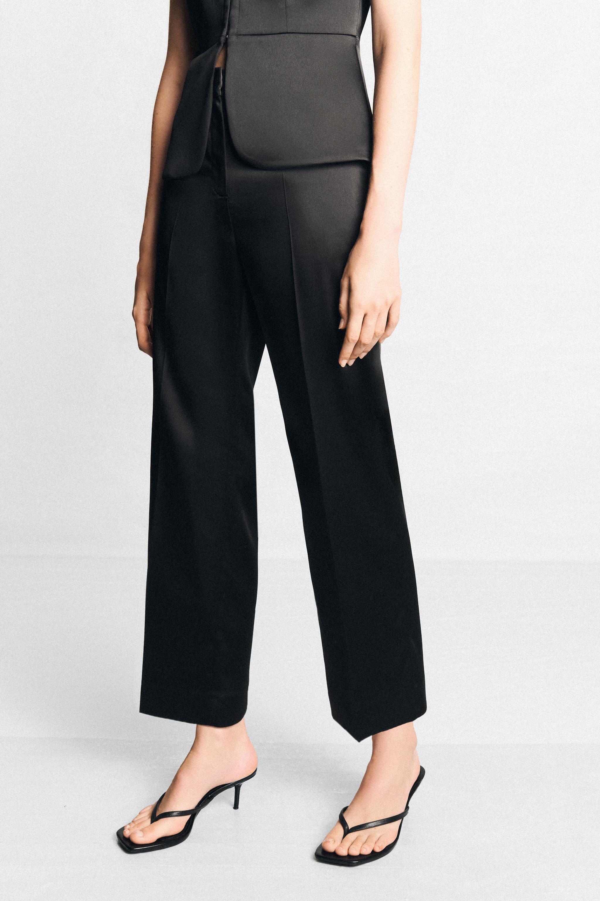 Женские брюки Zara STRAIGHT-LEG SATIN PANTS — фото 2