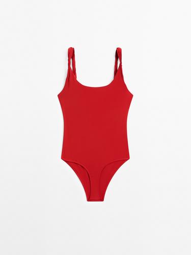 Bañador tirante rulo - Rojo de Zara