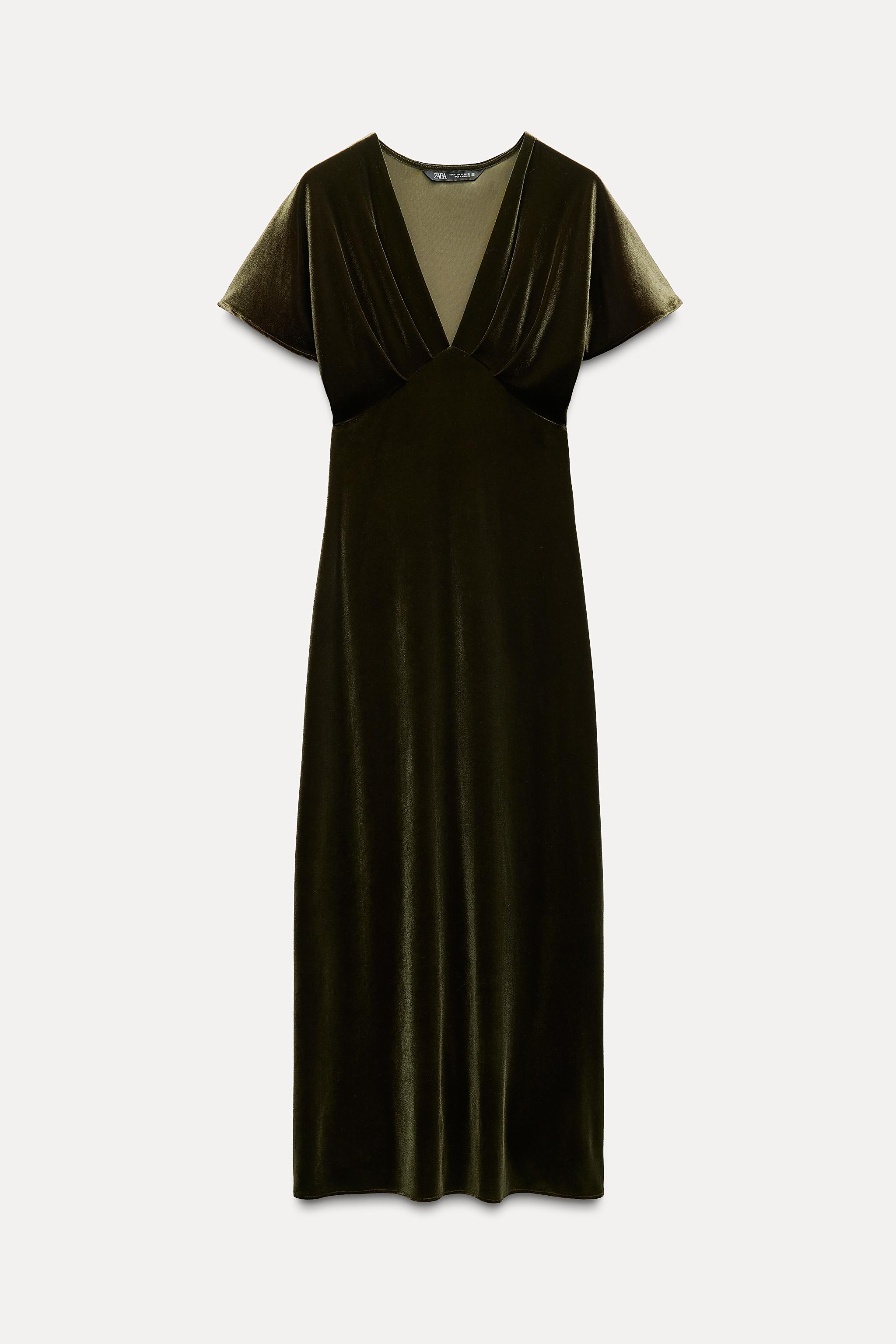 Green velvet dress zara hotsell