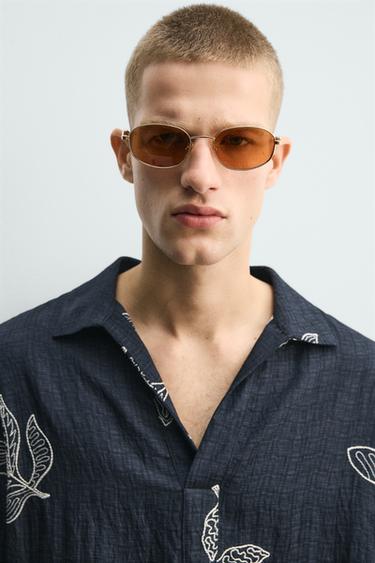 CHEMISE POLO BRODERIE FEUILLES - Bleu / Blanc de Zara - Image 4