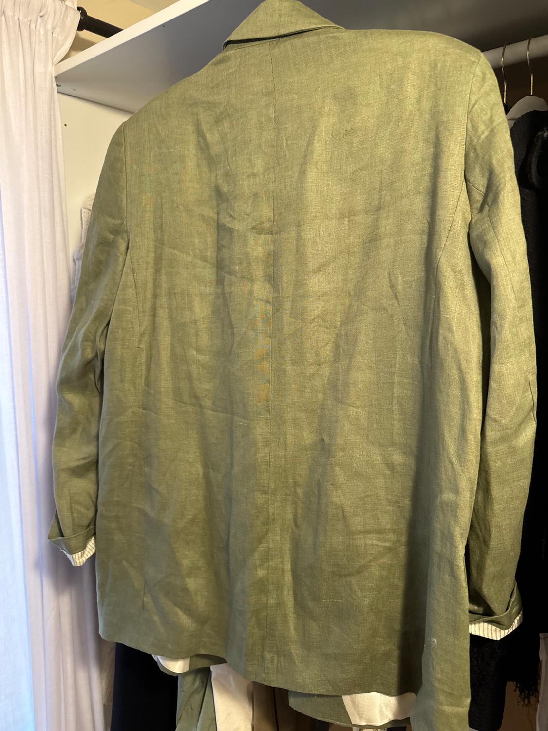KHAKI 100 LINEN BLAZER WITH LINING INSIDE WITH PRINTED CUFFS - Image 6
